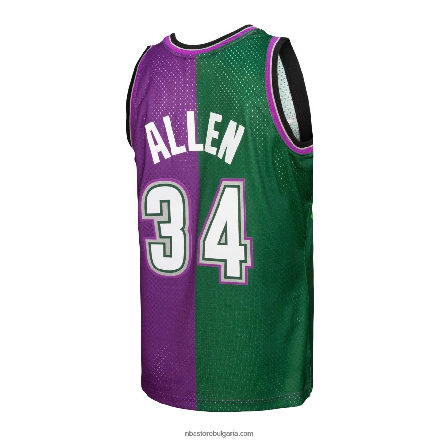 NBA JZ8F027107 milwaukee bucks ray allen mitchell & ness green/purple hardwood classics сплит swingman фланелка