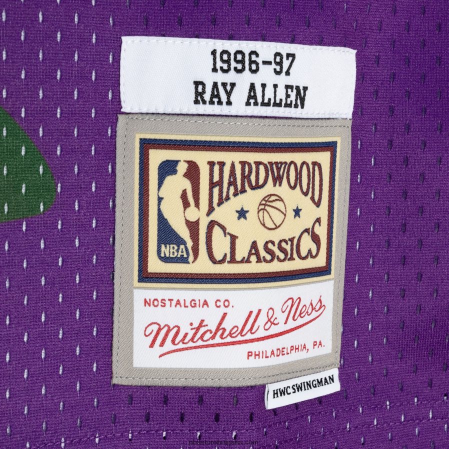 NBA JZ8F027107 milwaukee bucks ray allen mitchell & ness green/purple hardwood classics сплит swingman фланелка