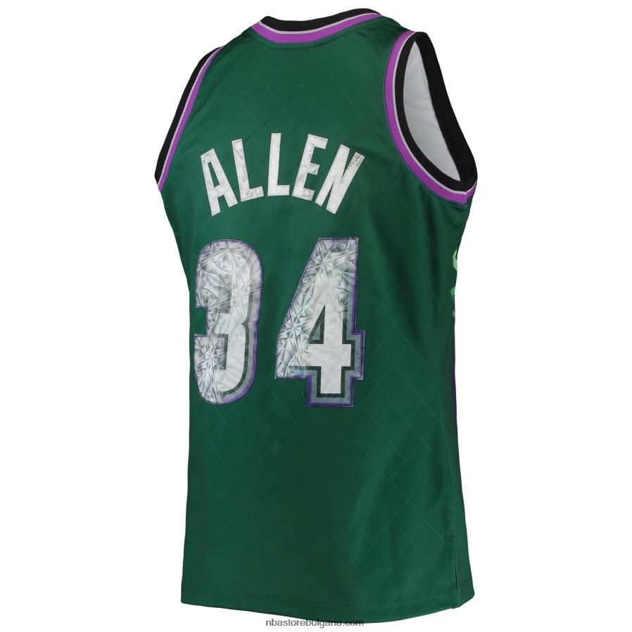 NBA JZ8F027611 milwaukee bucks ray allen green hardwood classics 75th юбилей диамантена фланелка swingman