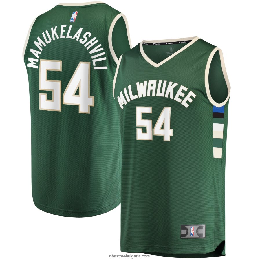 NBA JZ8F028007 Милуоки Бъкс Сандро Мамукелашвили Хънтър зелена фланелка за бързо прекъсване реплика