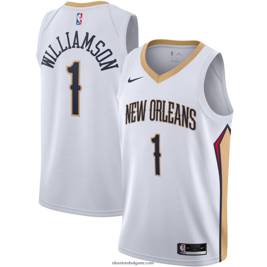 NBA JZ8F021656 ню орлиънс пеликанс сион уилямсън nike бяла фланелка swingman