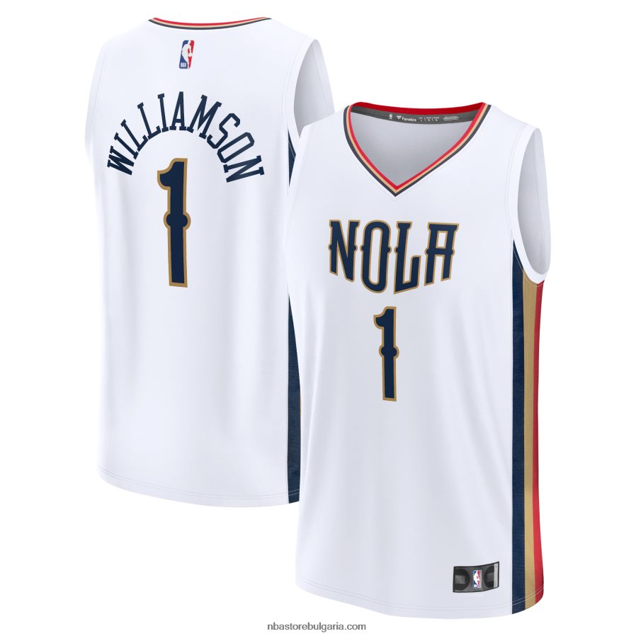 NBA JZ8F023424 New Orleans Pelicans Zion Williamson бяла фланелка за бързо прекъсване