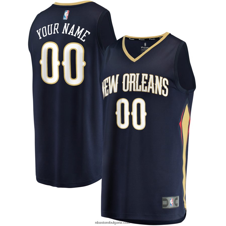 NBA JZ8F023719 new orleans pelicans navy fast break персонализирана реплика на фланелка