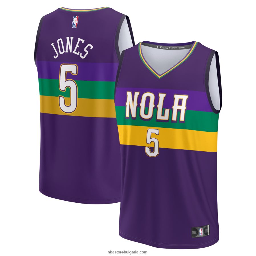 NBA JZ8F024086 ню орлиънс пеликанс хърбърт джоунс лилаво фланелка за бърз пробив