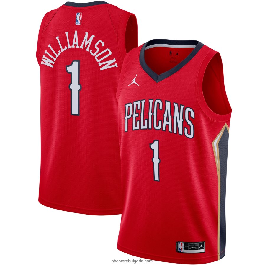 NBA JZ8F02414 Ню Орлиънс Пеликанс Зион Уилямсън Джордан червена фланелка с суингмен