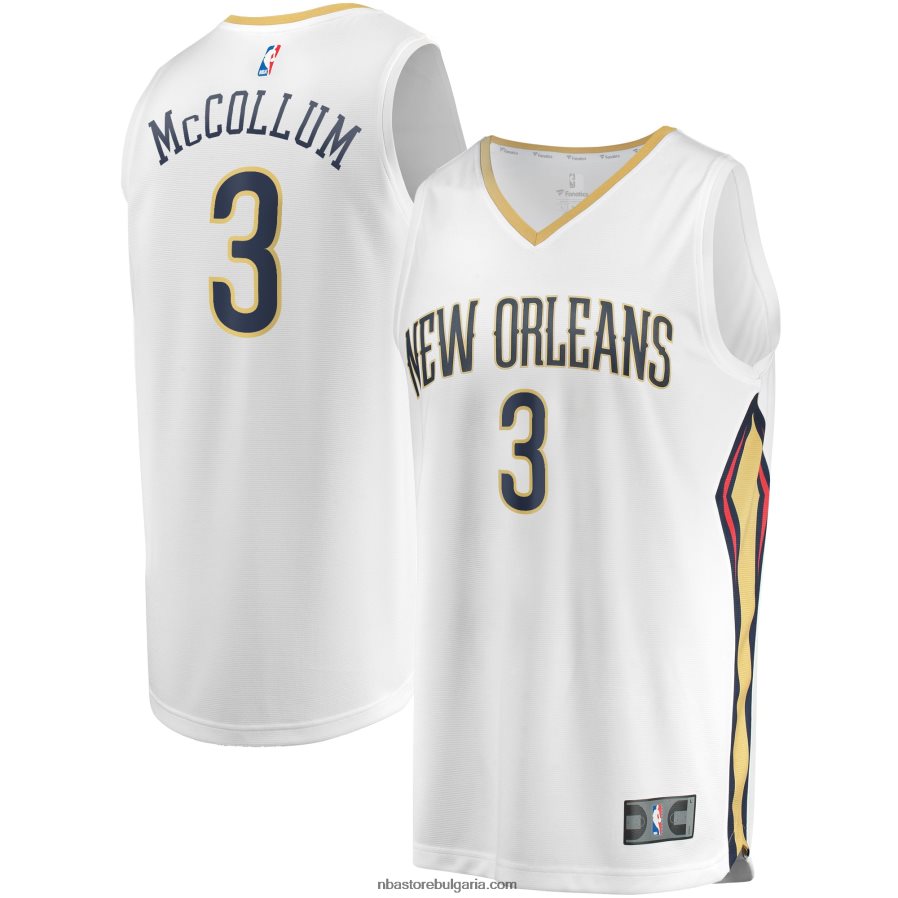 NBA JZ8F024448 New Orleans Pelicans c.j. mccollum бяла фланелка за бързо прекъсване реплика