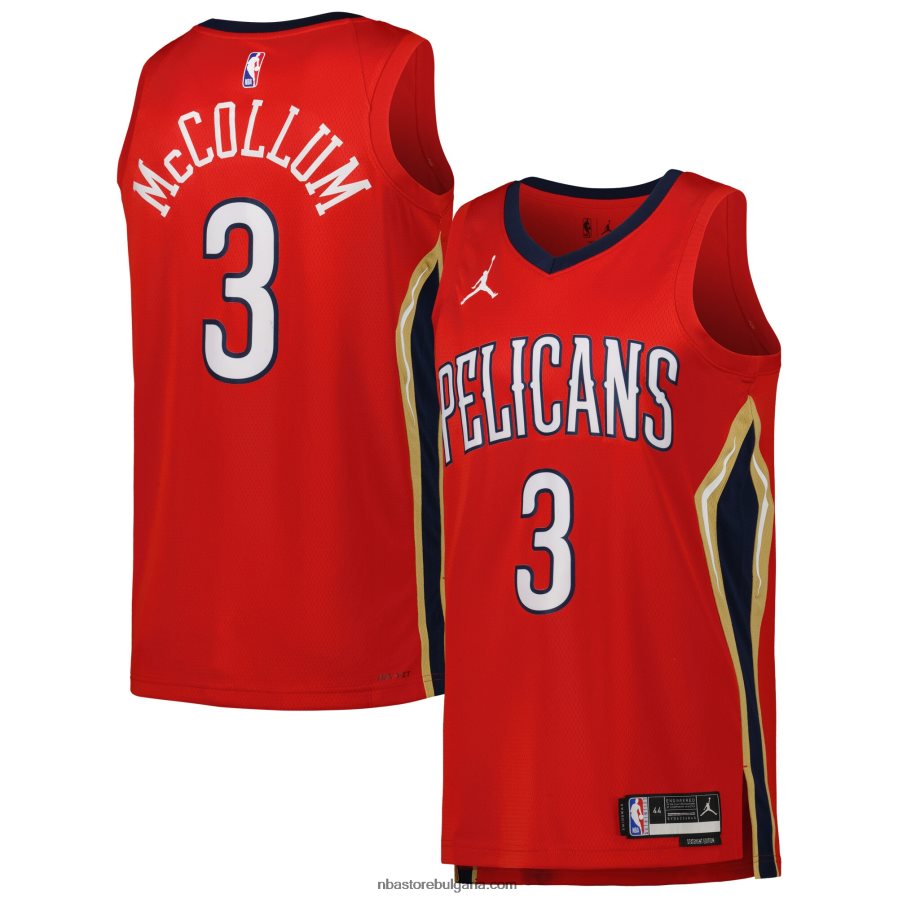 NBA JZ8F025043 New Orleans Pelicans cj mccollum jordan марка червена фланелка swingman