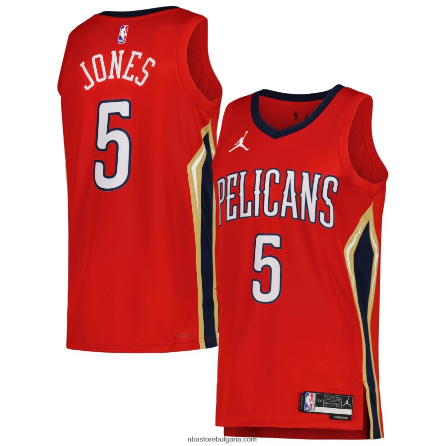 NBA JZ8F027718 New Orleans Pelicans Herbert Jones Jordan марка червена реплика на суингмен фланелка