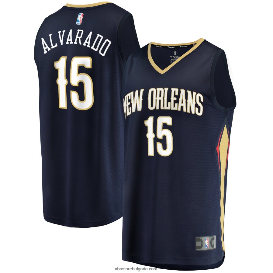 NBA JZ8F02849 new orleans pelicans hose alvarado navy fast break реплика на фланелка