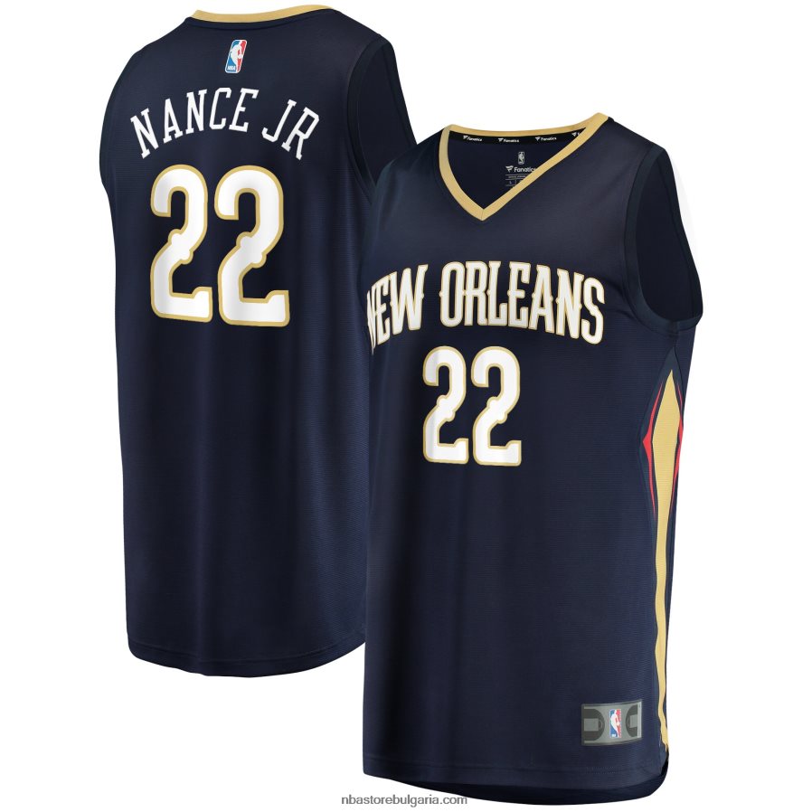 NBA JZ8F028737 Ню Орлиънс Пеликанс Лари Нанс мл. реплика на тъмносиньо фланелка за бързо прекъсване