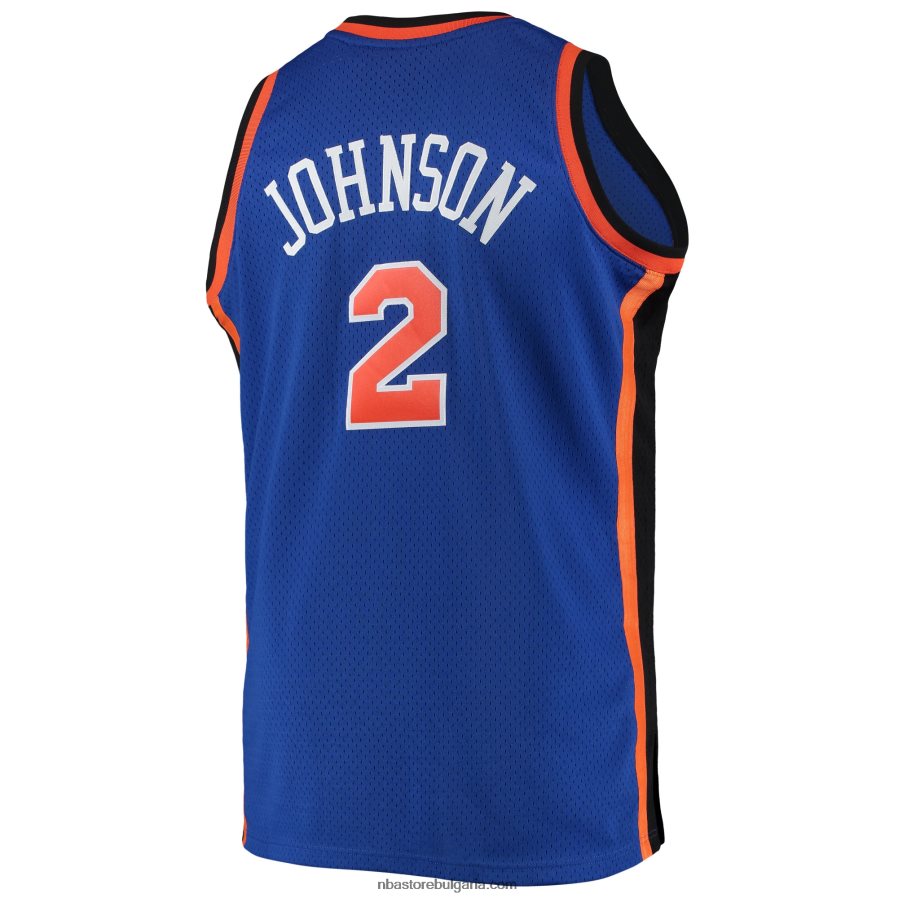 NBA JZ8F021096 larry johnson new york knicks mitchell & ness blue big & tall hardwood classics swingman фланелка