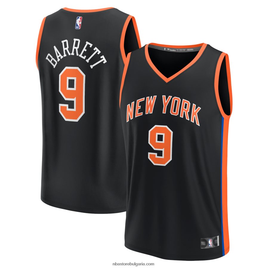 NBA JZ8F021255 ню йорк никс rj barrett черна фланелка за бърз брейк