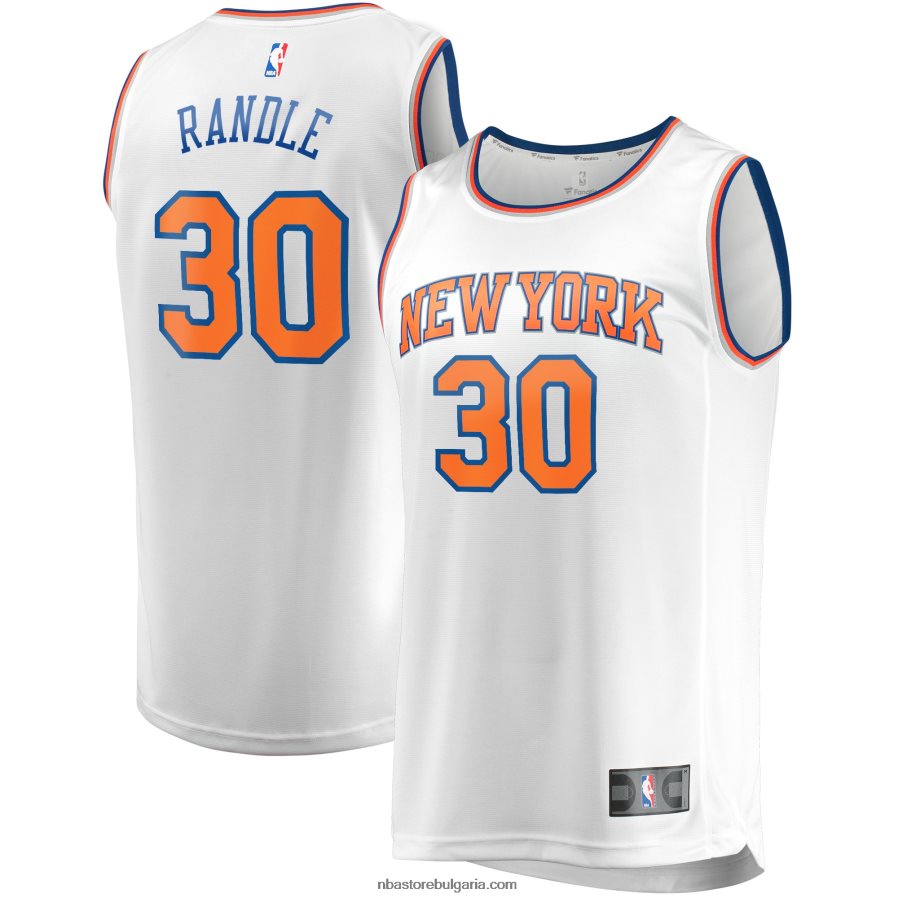 NBA JZ8F02154 Ню Йорк Никс Джулиус Рандъл бяла фланелка за реплика на играч за бързо прекъсване