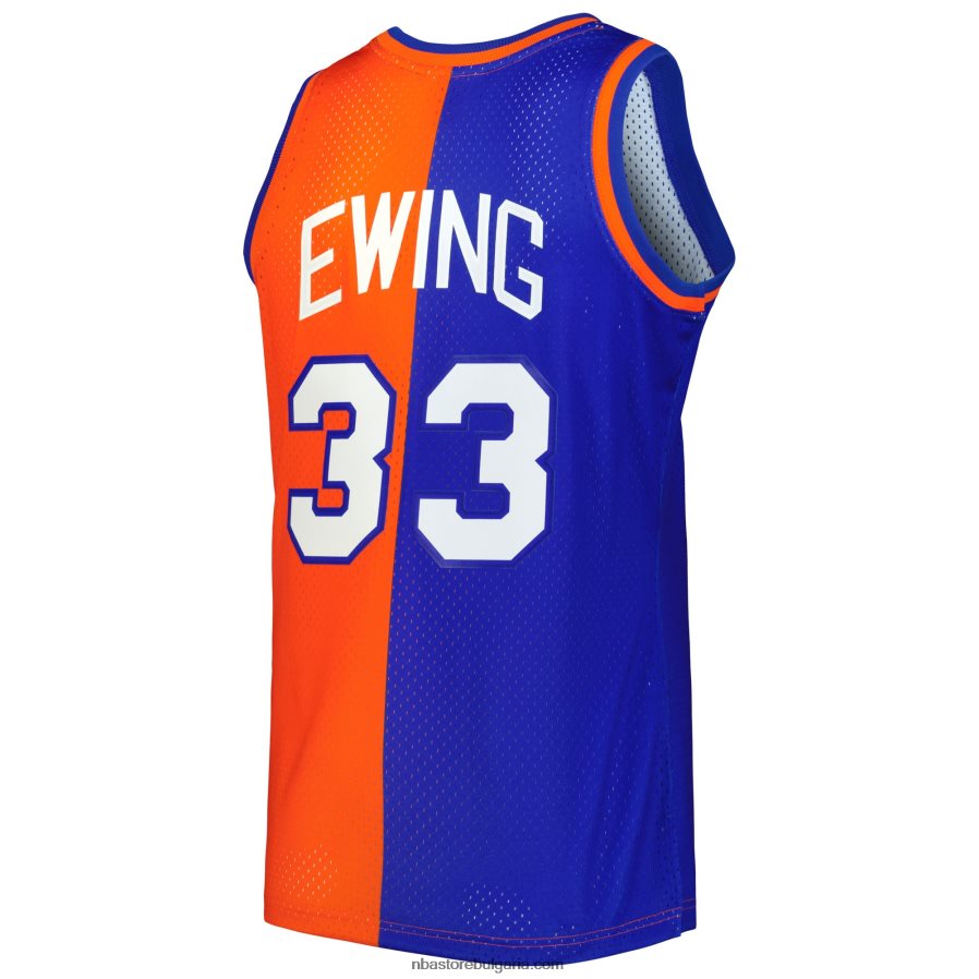 NBA JZ8F02170 new york knicks patrick ewing mitchell & ness blue/orange hardwood classics split swingman фланелка