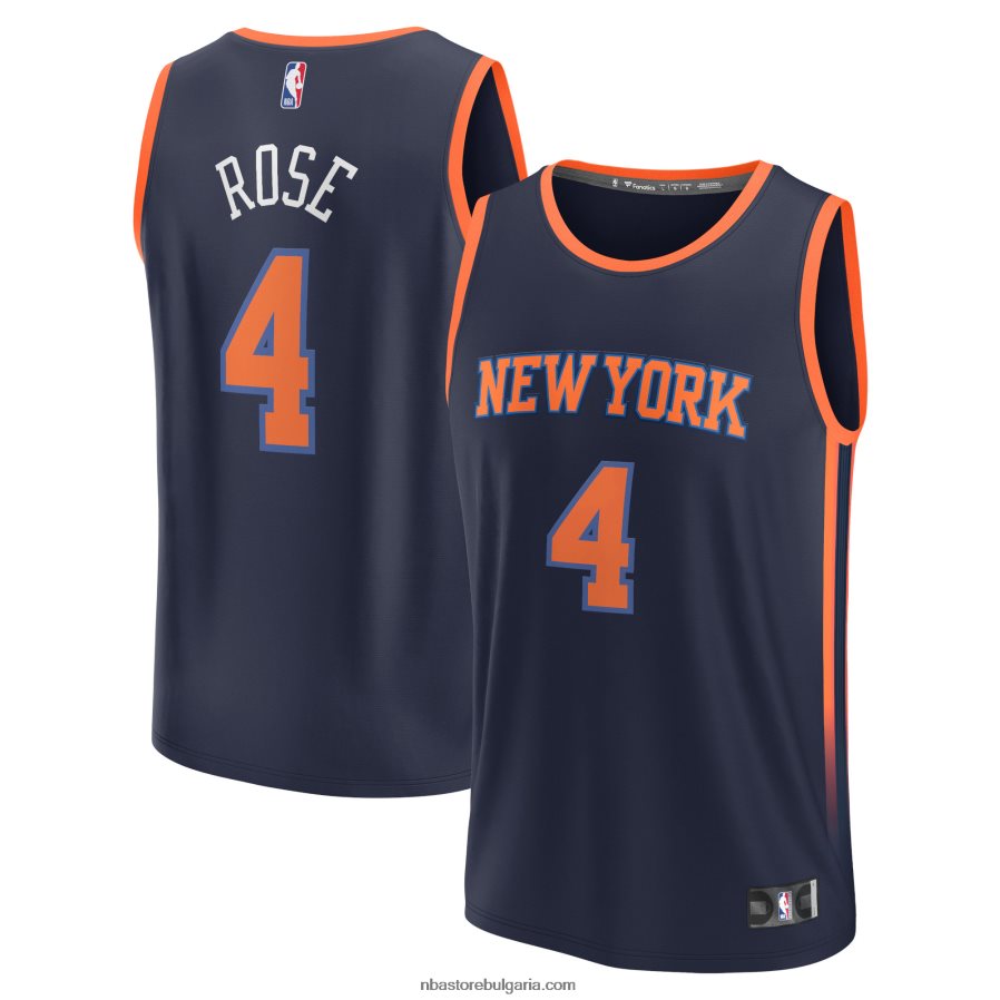 NBA JZ8F022111 ню йорк никс дерик роуз темносиня реплика на фланелка за бързо прекъсване