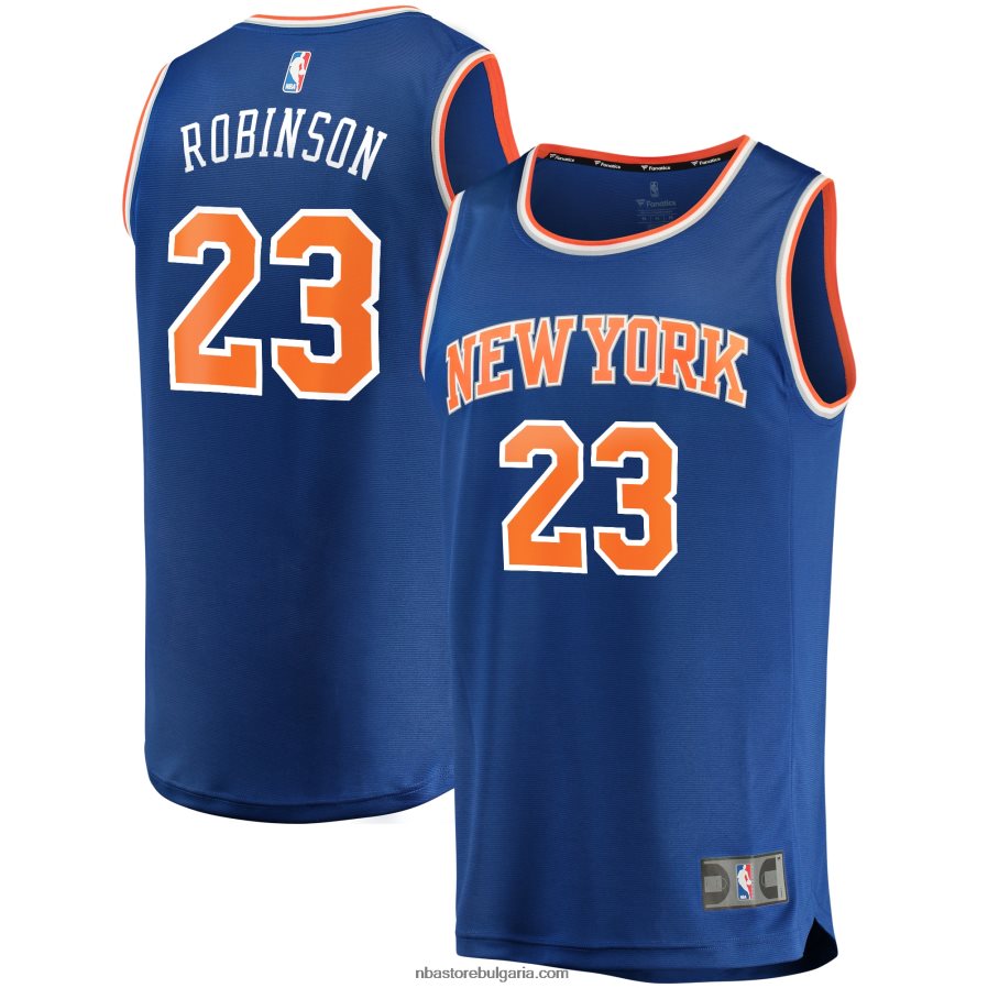 NBA JZ8F022584 ню йорк никс мичъл робинсън кралска фланелка за бърз брейк реплика на играч