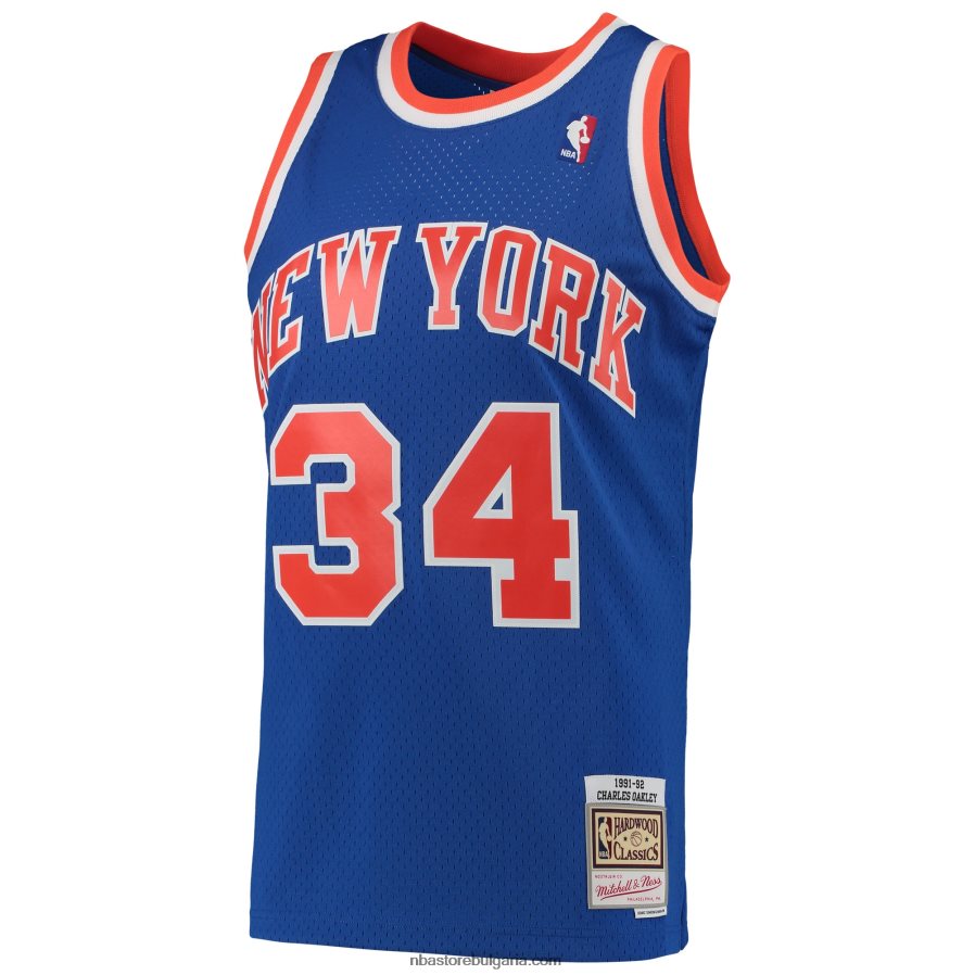 NBA JZ8F022814 new york knicks charles oakley mitchell & ness blue hardwood classics swingman фланелка