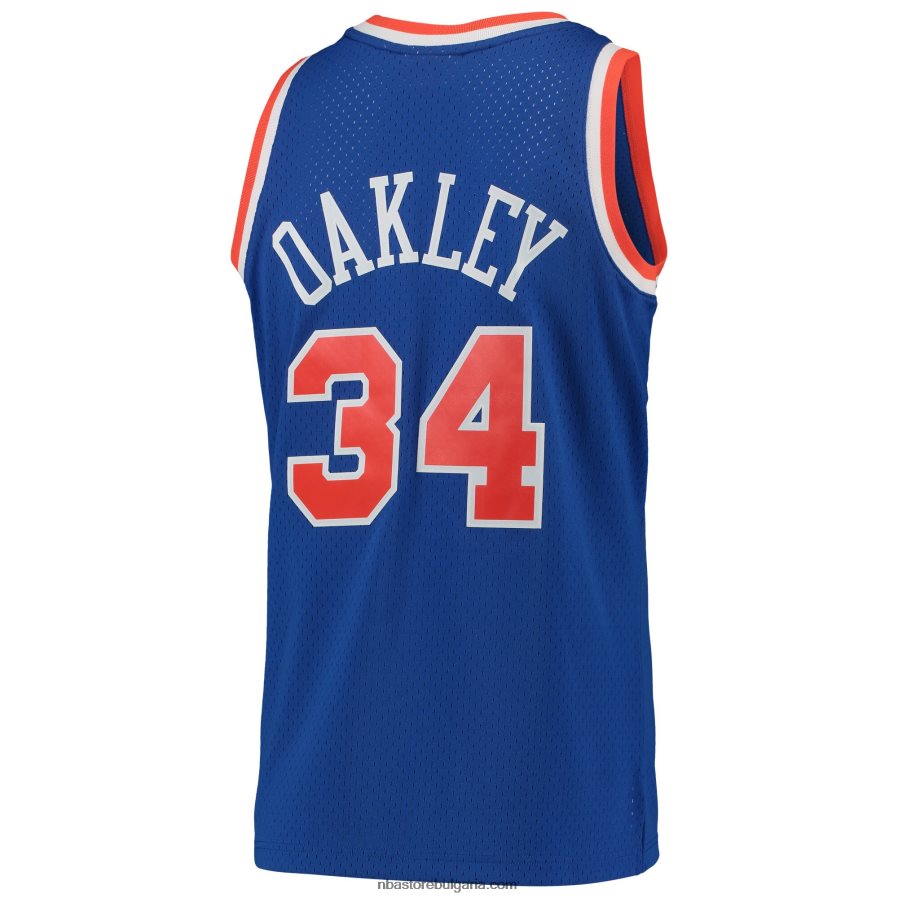NBA JZ8F022814 new york knicks charles oakley mitchell & ness blue hardwood classics swingman фланелка
