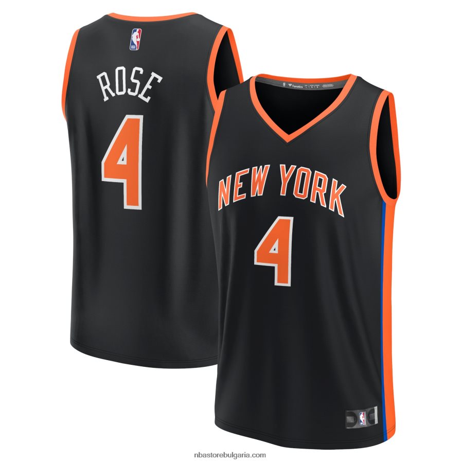 NBA JZ8F02295 ню йорк никс дерик роуз черна фланелка за бърз пробив