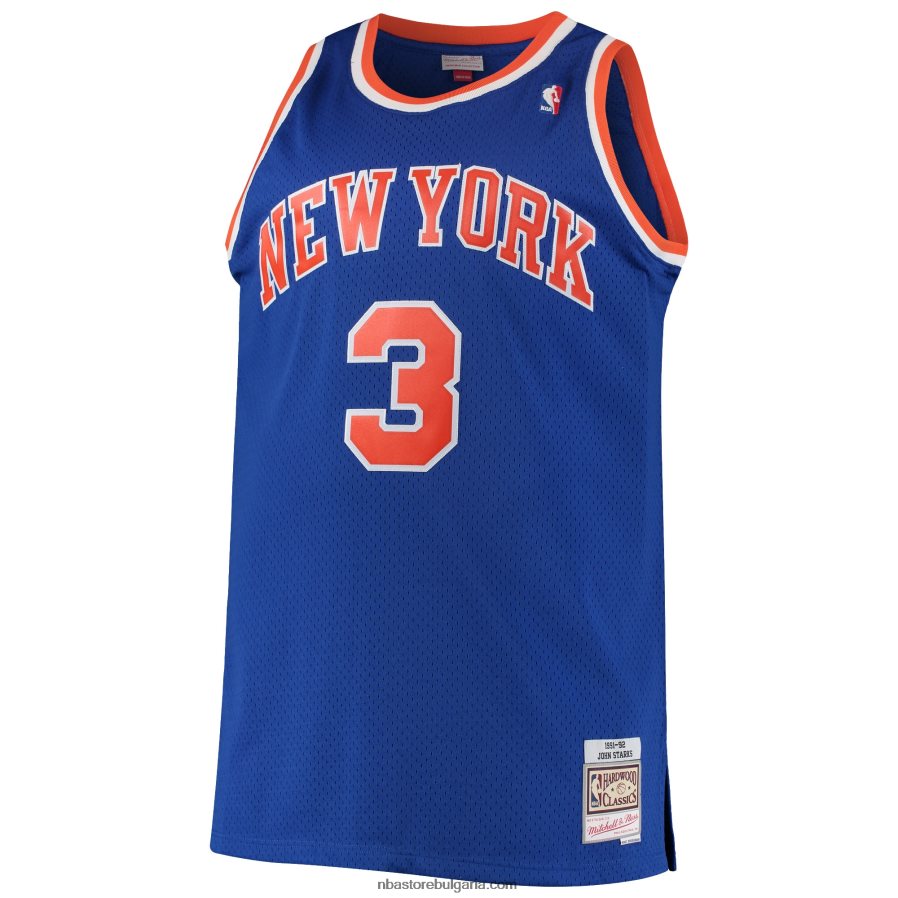NBA JZ8F024814 john starks new york knicks mitchell & ness blue big & tall hardwood classics swingman фланелка