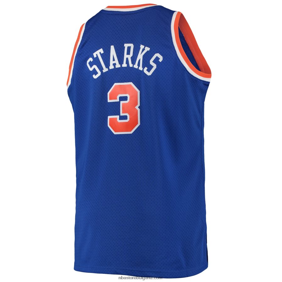 NBA JZ8F024814 john starks new york knicks mitchell & ness blue big & tall hardwood classics swingman фланелка