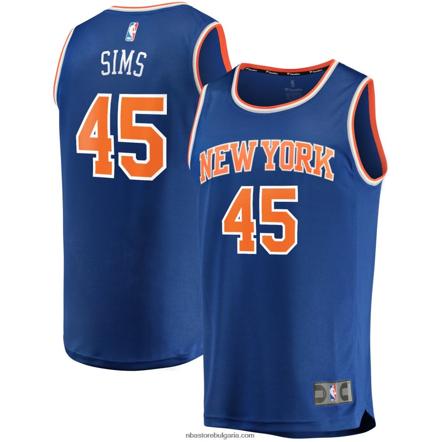 NBA JZ8F025553 ню йорк никс jericho sims синя реплика на фланелка за бързо прекъсване