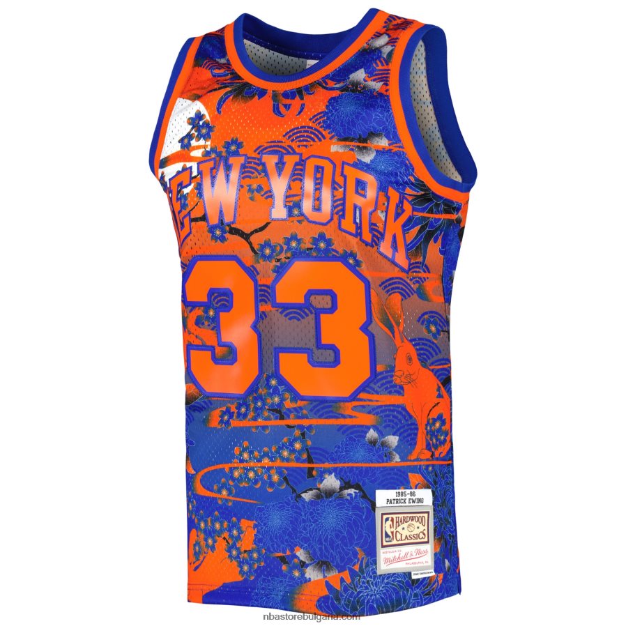 NBA JZ8F02572 new york knicks patrick ewing mitchell & ness blue hardwood classics лунна нова година swingman фланелка