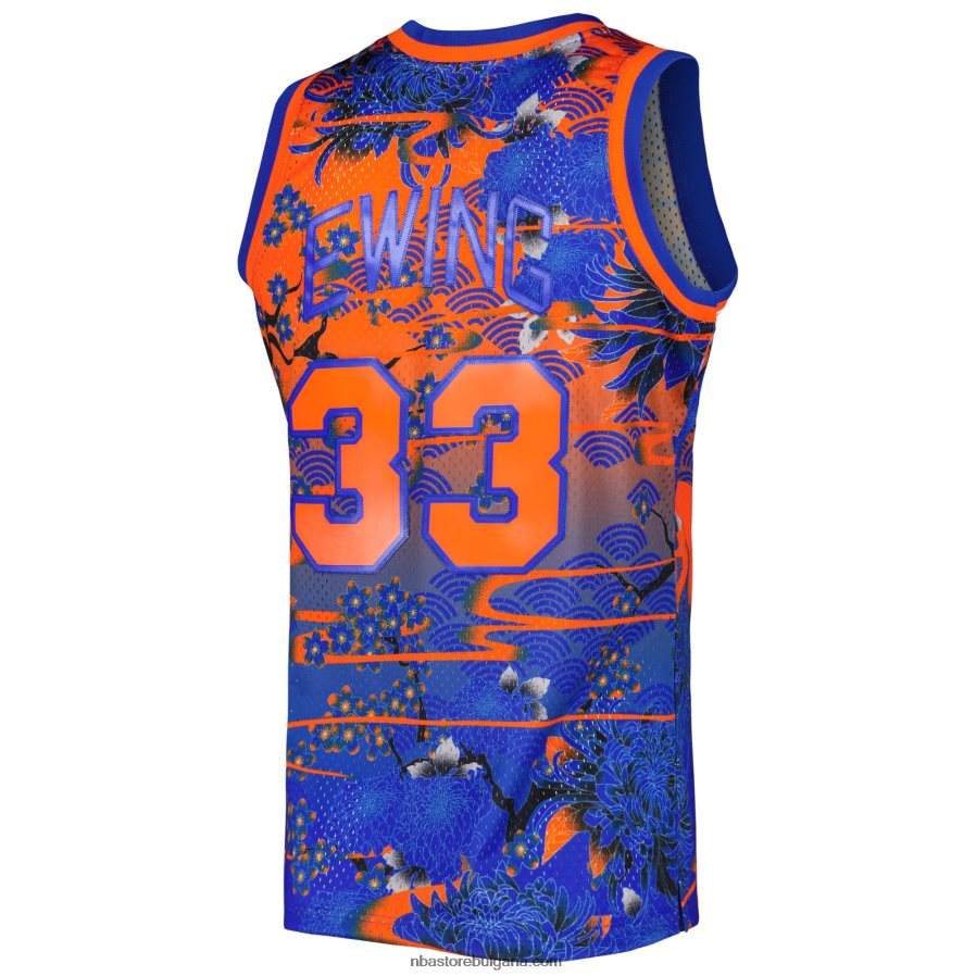 NBA JZ8F02572 new york knicks patrick ewing mitchell & ness blue hardwood classics лунна нова година swingman фланелка