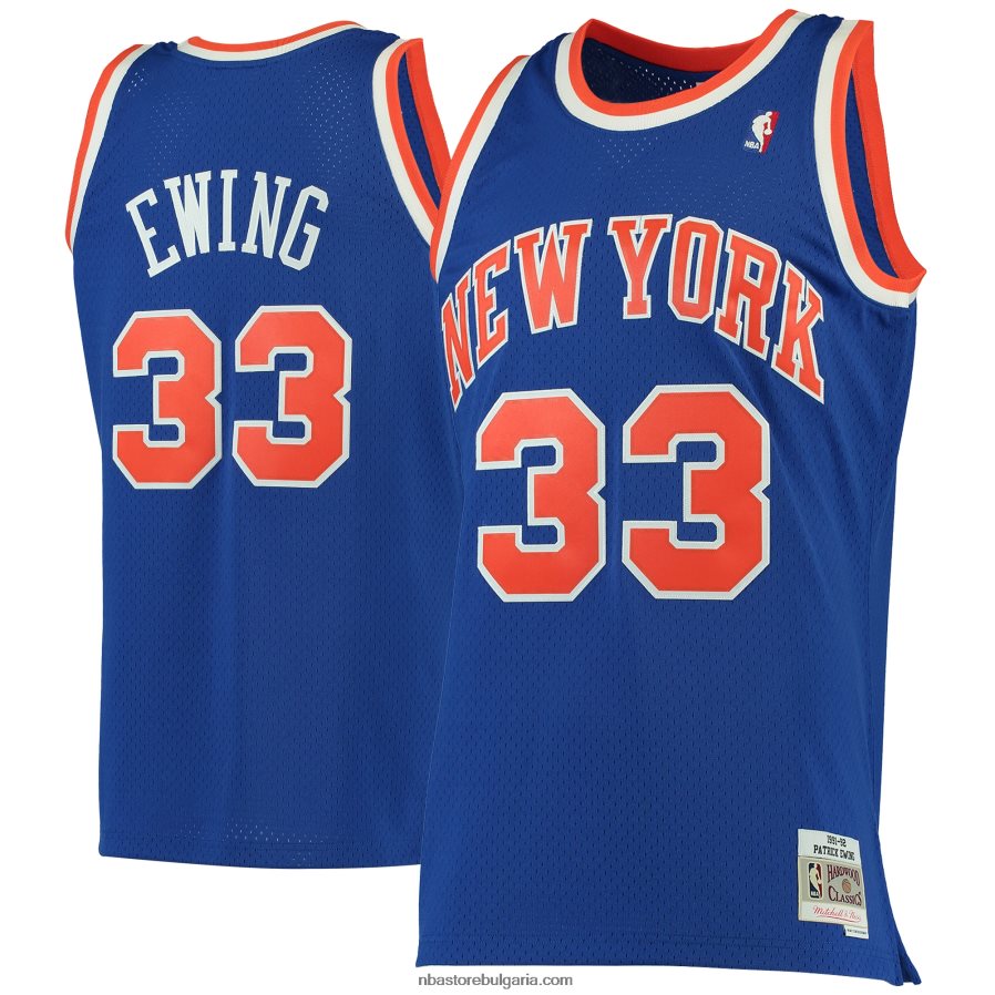 NBA JZ8F02581 new york knicks patrick ewing mitchell & ness blue hardwood classics swingman фланелка