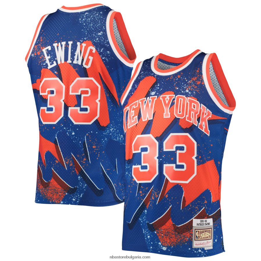 NBA JZ8F025983 new york knicks patrick ewing mitchell & ness blue hardwood classics hyper hoops swingman фланелка