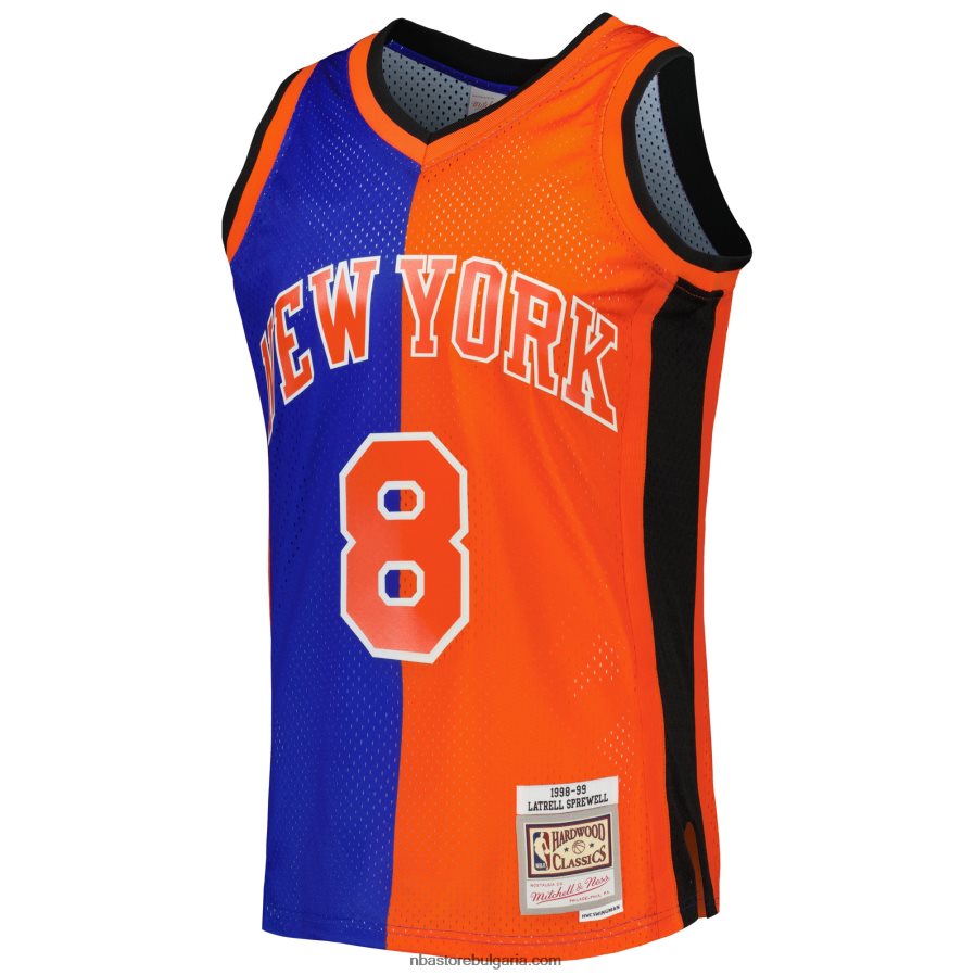 NBA JZ8F027304 new york knicks latrell sprewell mitchell & ness blue/orange hardwood classics сплит суингмен трико
