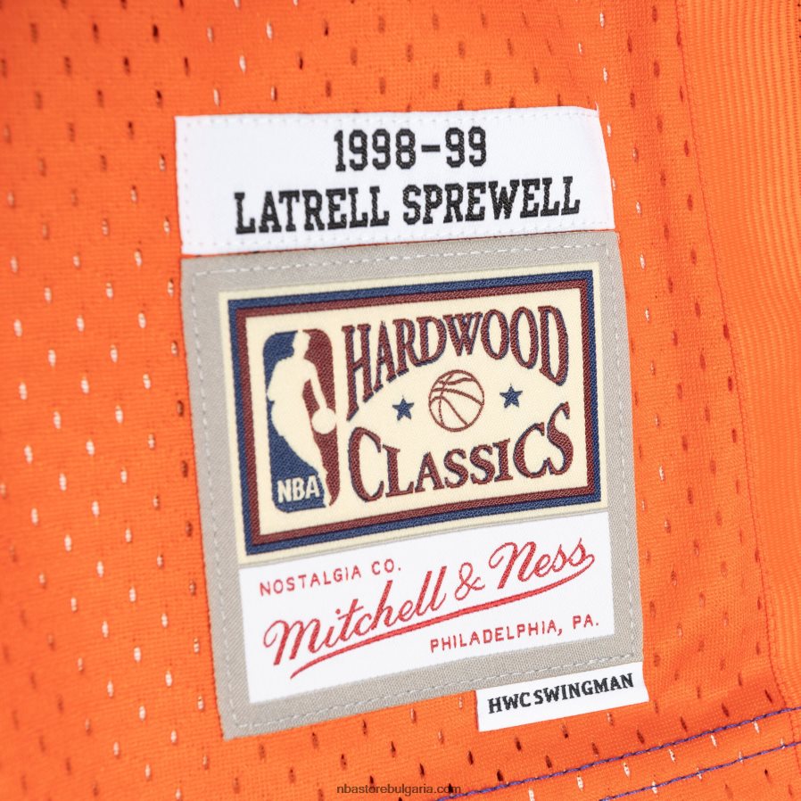 NBA JZ8F027304 new york knicks latrell sprewell mitchell & ness blue/orange hardwood classics сплит суингмен трико