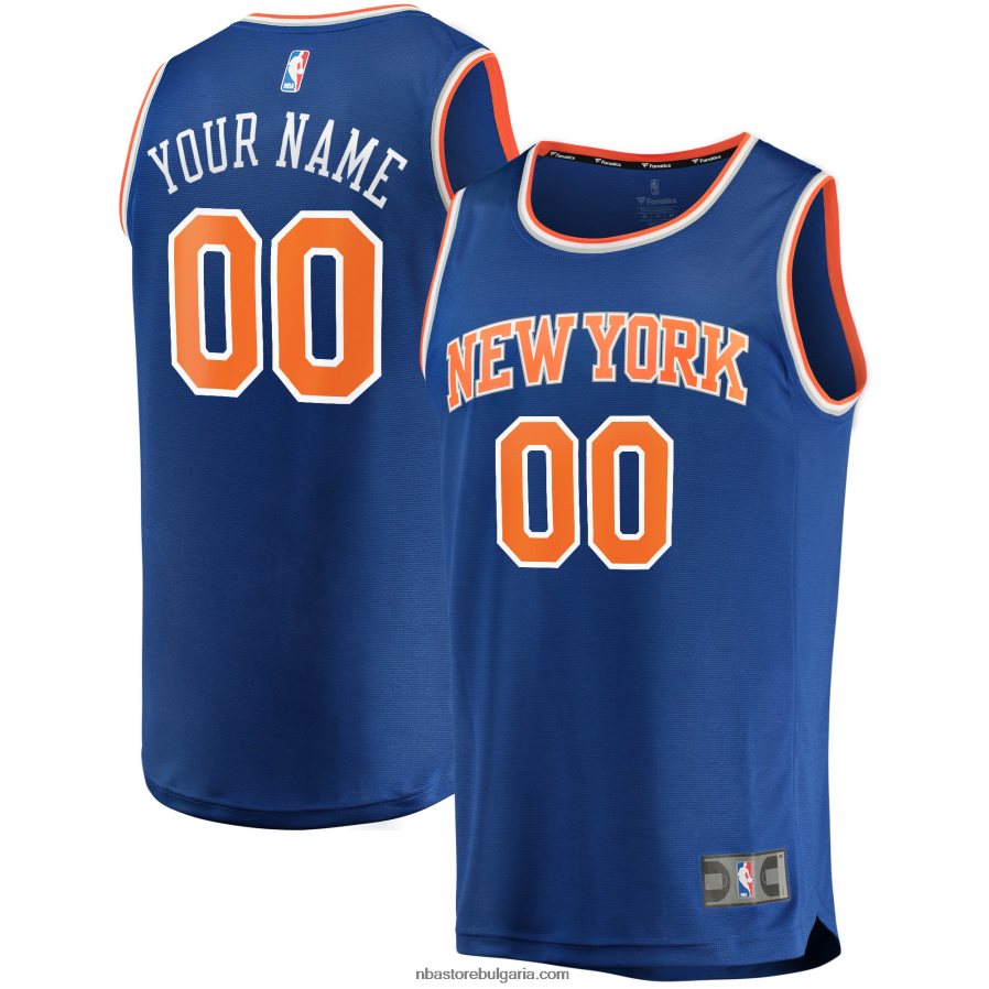 NBA JZ8F0276 ню йорк никс синя файст брейк персонализирана реплика на фланелка