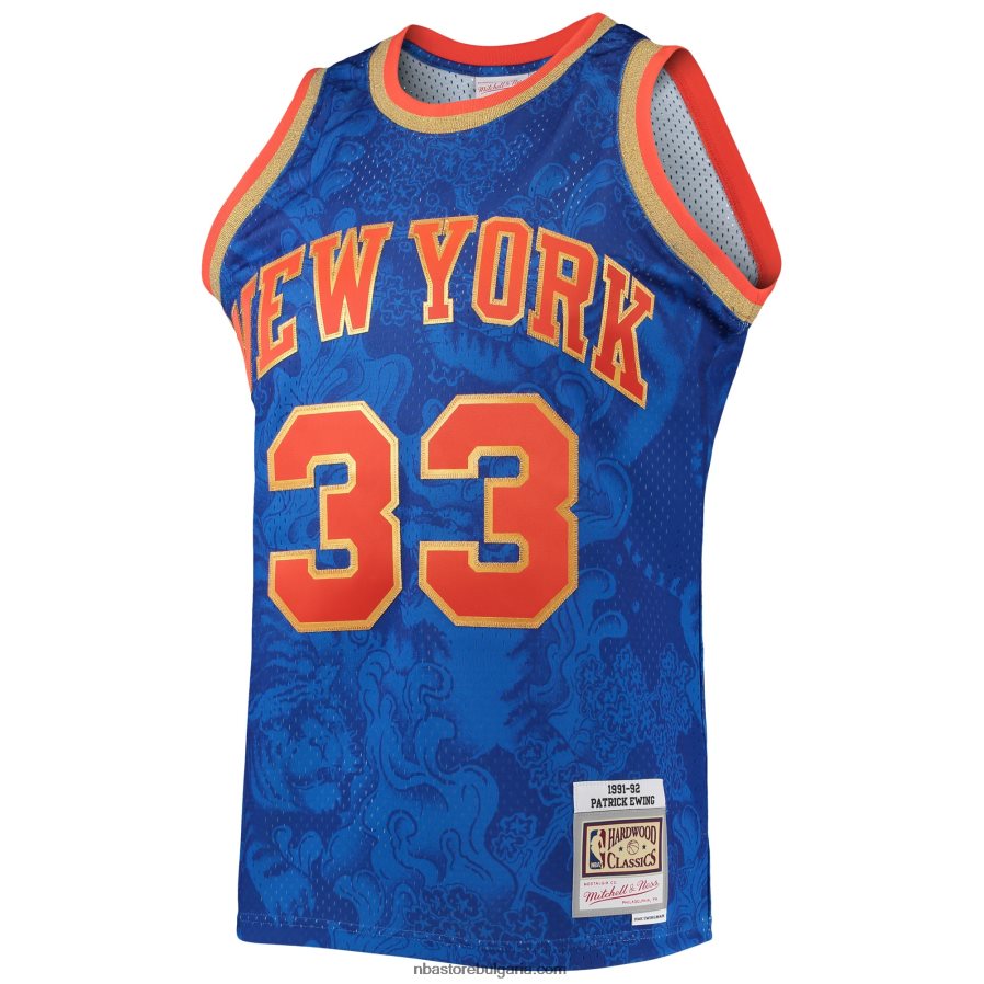 NBA JZ8F02827 new york knicks patrick ewing mitchell & ness blue hardwood classics лунна нова година swingman фланелка