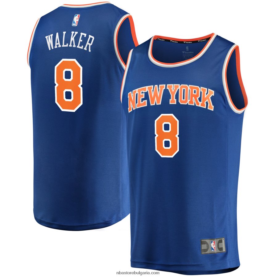 NBA JZ8F028406 ню йорк никс кемба уокър синя файст брейк реплика на фланелка