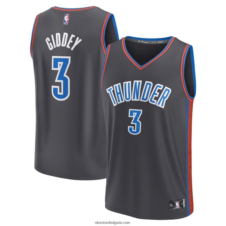 NBA JZ8F02637 oklahoma city thunder josh giddey anthracite fastbreak фланелка