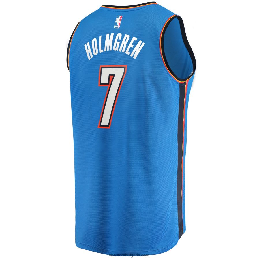 NBA JZ8F026398 oklahoma city thunder chet holmgren blue draft първия рунд pick fast break реплика на фланелка
