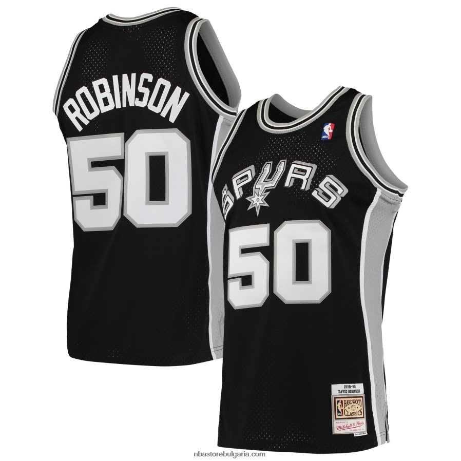 NBA JZ8F021052 san antonio spurs david robinson mitchell & ness black hardwood classics swingman фланелка