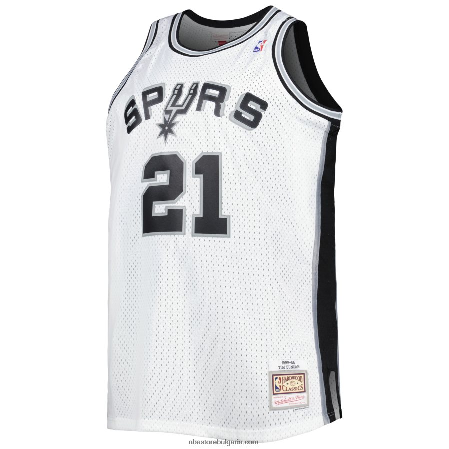 NBA JZ8F021114 san antonio spurs tim duncan mitchell & ness white big & tall hardwood classics swingman фланелка