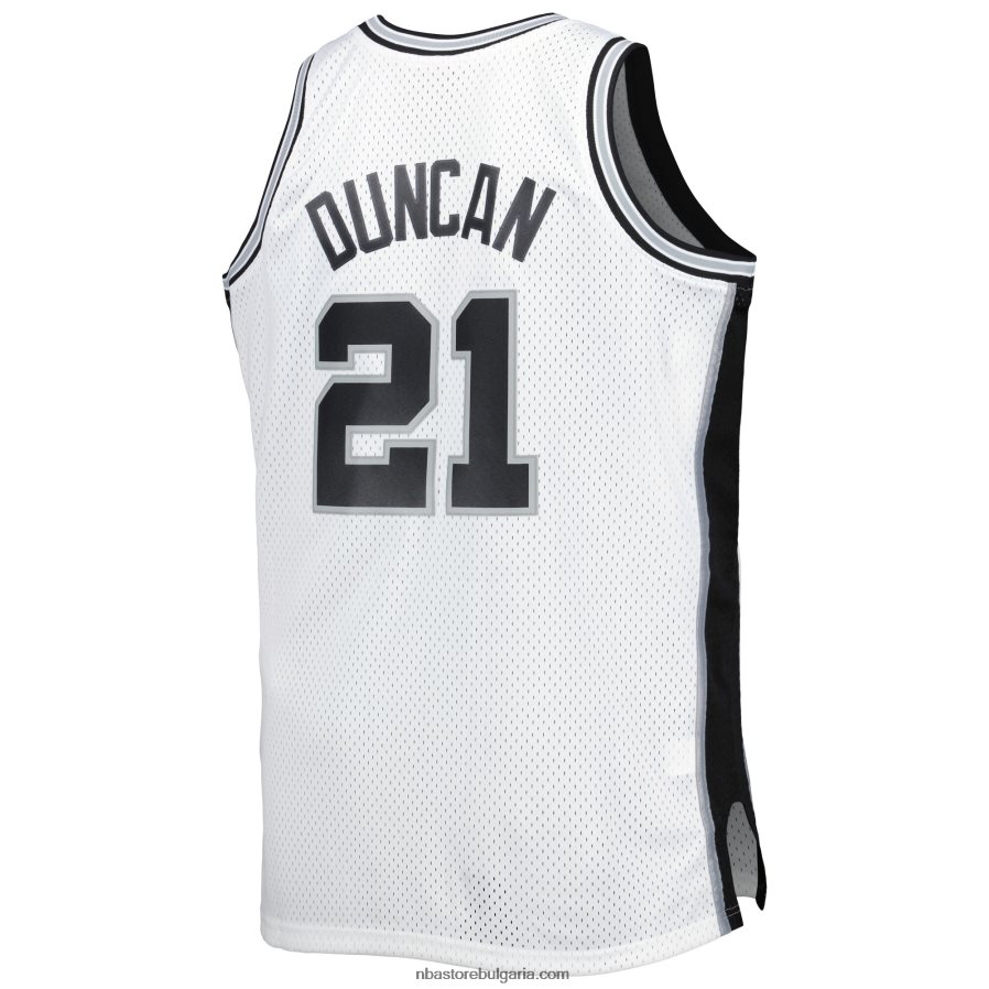 NBA JZ8F021114 san antonio spurs tim duncan mitchell & ness white big & tall hardwood classics swingman фланелка