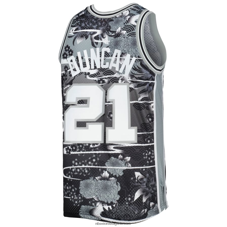 NBA JZ8F021375 san antonio spurs tim duncan mitchell & ness silver hardwood classics лунна нова година swingman фланелка