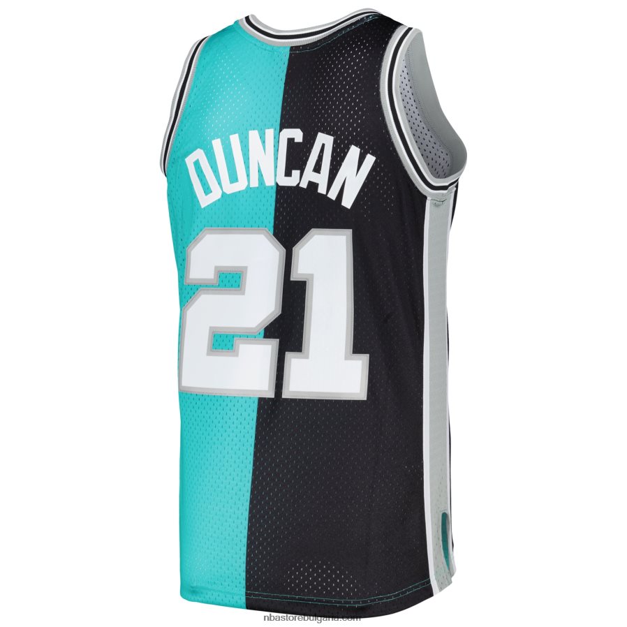 NBA JZ8F022215 san antonio spurs tim duncan mitchell & ness black/teal hardwood classics сплит фланелка swingman