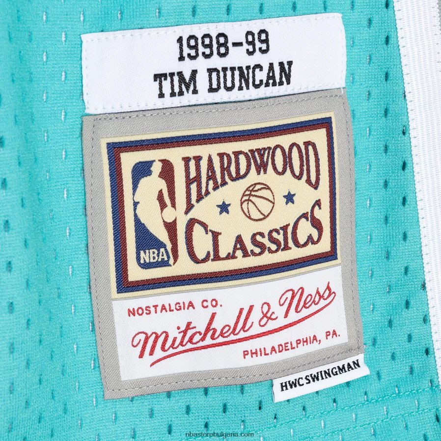 NBA JZ8F022215 san antonio spurs tim duncan mitchell & ness black/teal hardwood classics сплит фланелка swingman