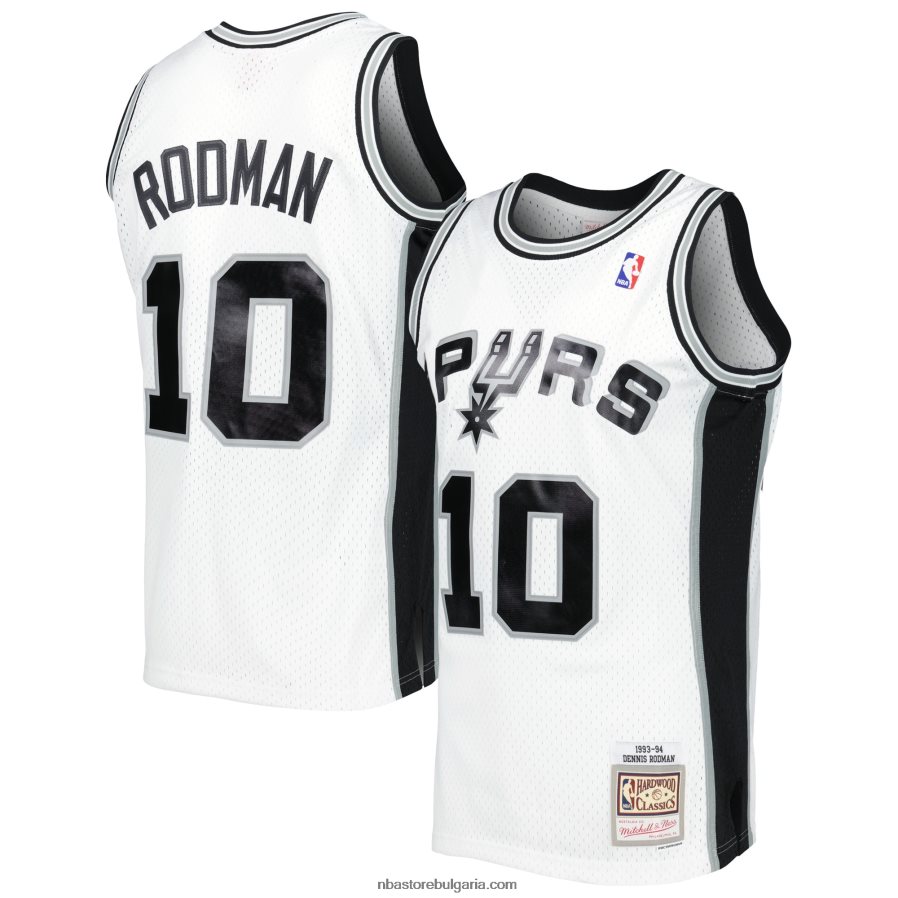 NBA JZ8F022426 san antonio spurs dennis rodman mitchell & ness white 1993-94 hardwood classics swingman фланелка