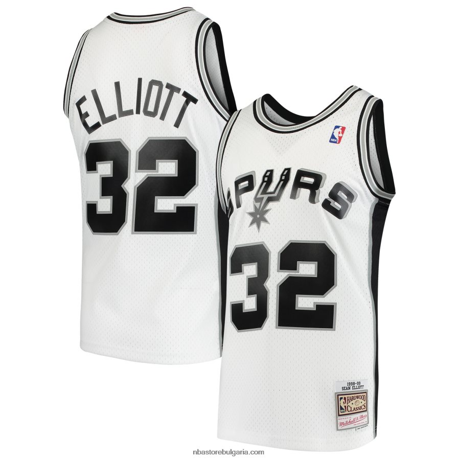 NBA JZ8F022762 san antonio spurs sean elliott mitchell & ness white hardwood classics swingman фланелка