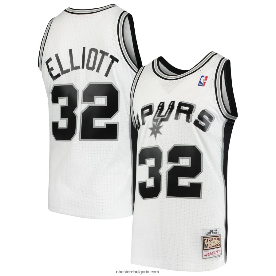 NBA JZ8F022762 san antonio spurs sean elliott mitchell & ness white hardwood classics swingman фланелка