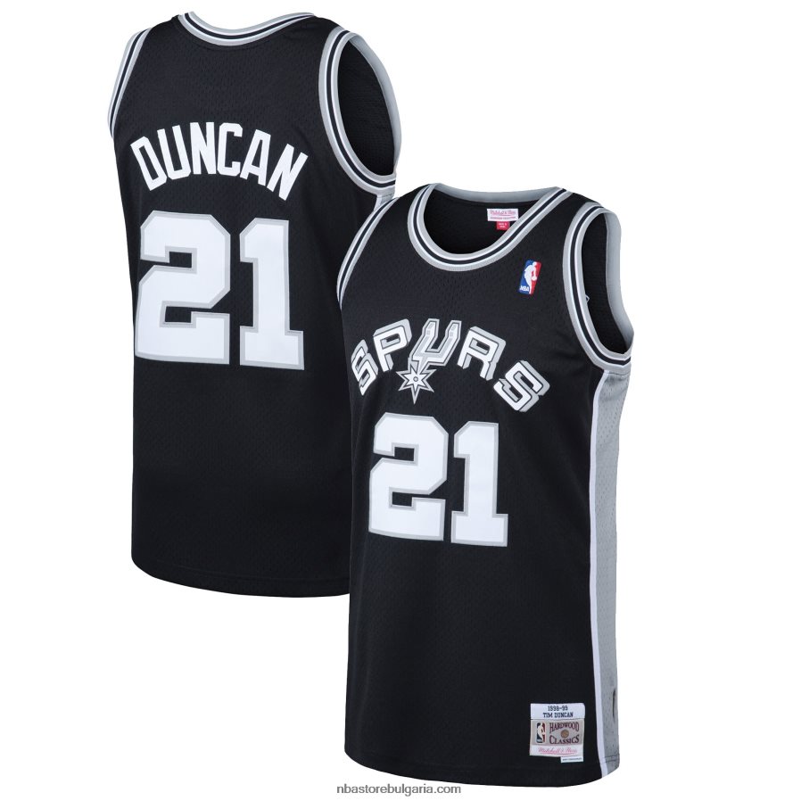 NBA JZ8F02430 san antonio spurs tim duncan mitchell & ness black hardwood classics swingman фланелка