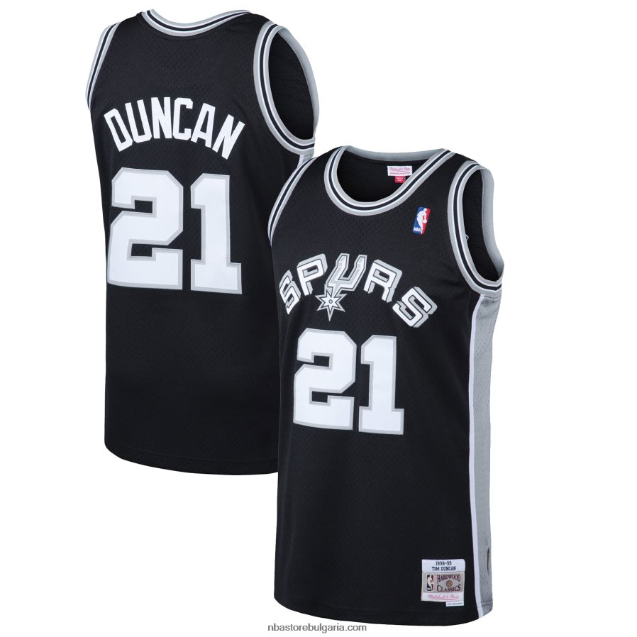NBA JZ8F02430 san antonio spurs tim duncan mitchell & ness black hardwood classics swingman фланелка