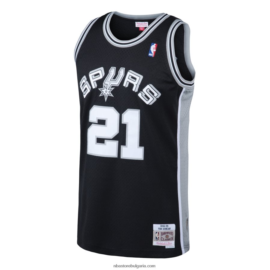 NBA JZ8F02430 san antonio spurs tim duncan mitchell & ness black hardwood classics swingman фланелка