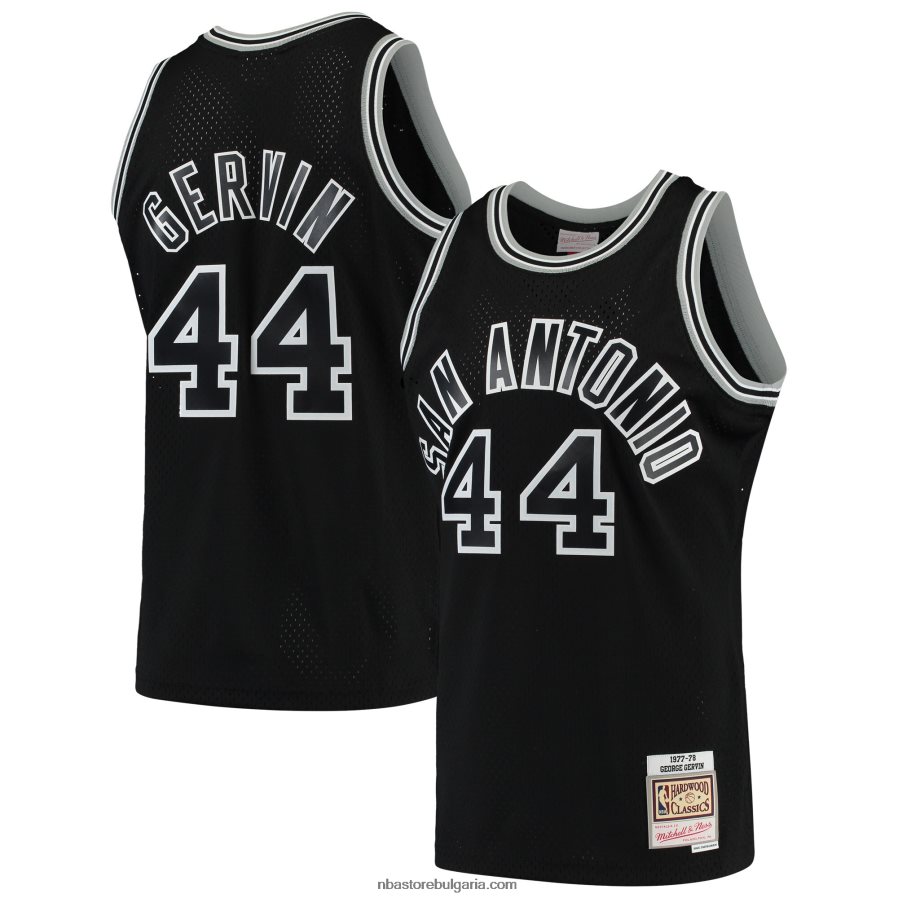 NBA JZ8F024310 san antonio spurs george gervin black 1977-78 hardwood classics swingman player фланелка
